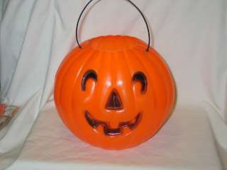   Halloween PLastic Blowmold Jack O Lantern Candy Pail Bucket  