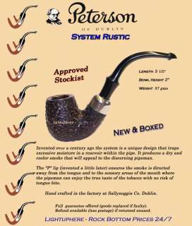 PETERSON SYSTEM RUSTIC 312 BRIAR PIPE (NEW & BOXED)  