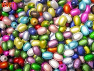 50g/100pcs Mixed colours Charm Acrylic Miracle Loose Beads Oval 11x7mm 