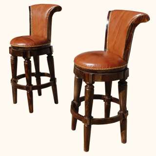 Wood Counter Height High Back Leather Upholstery Bar Stool Furniture 
