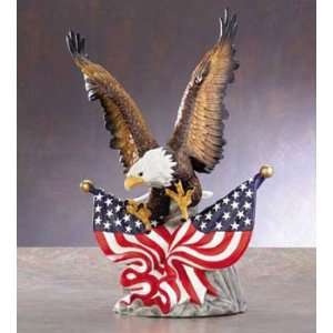  Eagle Statue Bald Eagle and USA Flags Porcelain Sculpture   Aspen 