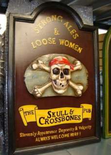 Tabella pub legno resina pirata pirati corsaro corsari teschio  