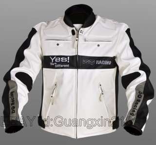   Blanche veste Motocycle cuir Blouson armure Racing S M L XL XXL XXXL