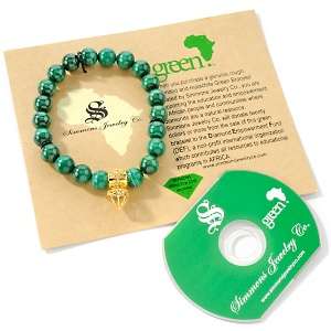 Malachite Bead and Rough Diamond DEF Stretch Green Bracelet  