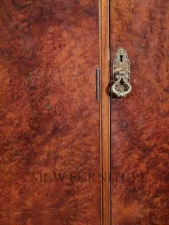 Antique Burl Walnut Art Deco 3 Door 5Ft Armoire Wardrobe Closet c1930 