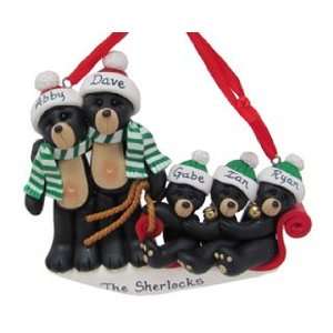  Black Bear Family Sled 3 Christmas Ornament