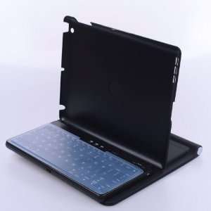   Black Wireless Bluetooth Keyboard Swivel Rotate Case Cover iPad 2