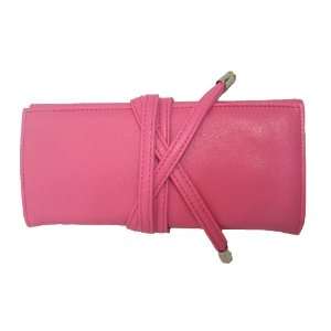  Travel Case Jewelry Roll up Case Leather Hot Pink