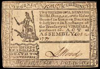 Colonial Currency, VA, October 20, 1777. $2/3  