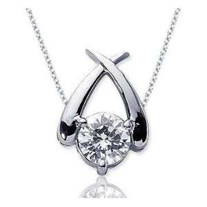   Carat Diamond Crossover 14k White Gold Solitaire Pendant Jewelry