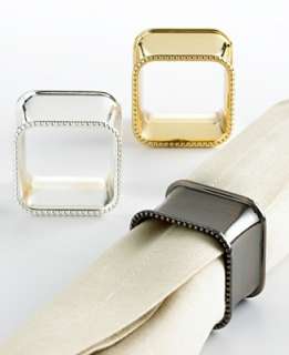 Excel Sophisticated Square Metal Napkin Rings, Set of 4   Napkins 