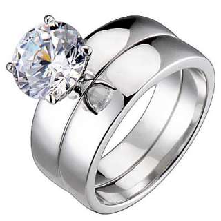 Carat Round CZ Cubic Zirconia Sterling Silver Engagement Wedding Ring 
