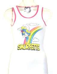 Smurfs Smurfette Rainbow Womens Vintage White Tank Top T shirt