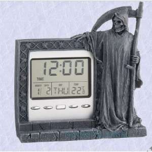   grim reaper statue gothic alarm clock lcd new 