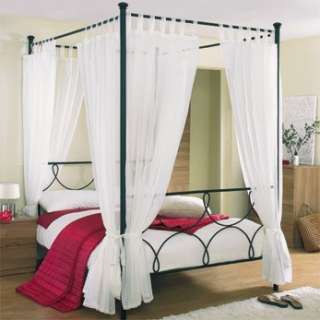 TAB TOP VOILE 4 POSTER BED CURTAIN SET. 8 PANELS  