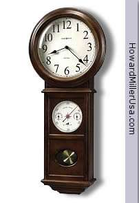 625399 Howard Miller thermometer, barometer Wall Clock dual chime 