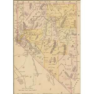  McNally 1888 Antique Railroad Map of Nevada Office 
