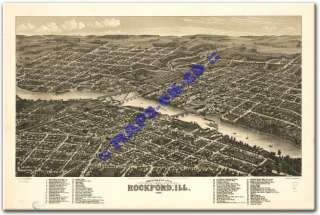 1880 ROCKFORD ILLINOIS Winnebago County IL USA MAP CD  