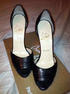Authentic Christian Louboutin Black Armadillo 120mm calf leather heels 