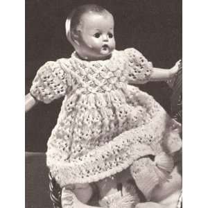Vintage Knitting PATTERN to make   16 Baby Doll Clothes Dress Booties 