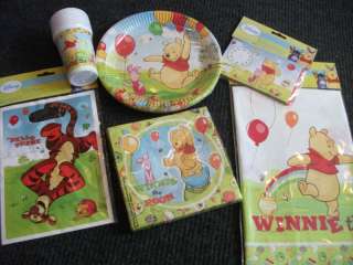 Winnie the Pooh baby boy girls Plates,Napkins,Table cover,Invitations 