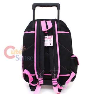   Roller Shcool Bag Black Pink Glittering Face Rolling Backpack 4