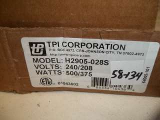   TPI 500W H2905 0285 Electric Baseboard Heater 240V 1706/1275 Btu Units