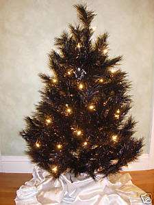 NIB Christmas Halloween Tree Black 3.5 Feet Prelit  