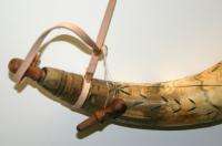 Carved Powder Horn w/Cap & Plugs, Leather Sling FREE sh Natural 