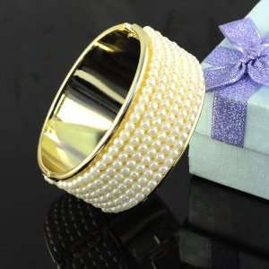   Bangle Bracelet with Multi strand Pearl row, BR 1236 Arts, Crafts