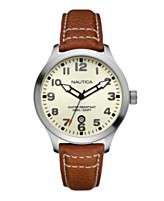 Nautica Watch, Mens Cognac Pebble Grain Leather Strap N09560G
