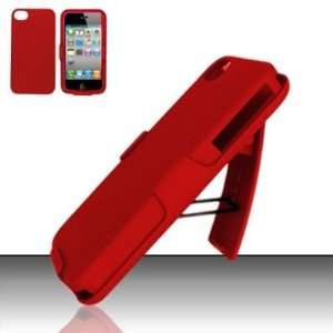 Red Hard Rear Case Cover Protector + Belt Clip Holster with Kickstand 