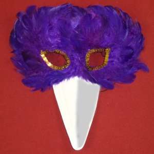  New Purple Feather Bird Mask with white beak Toys & Games