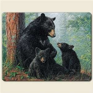  Black Bear Family 8 By 10 Small Tempered Glass Cutting 