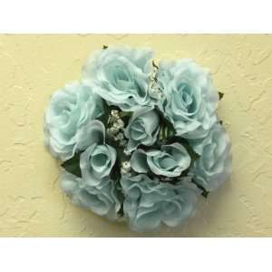  Set of 6 LIGHT BLUE Rose Flower 3 Candle Rings: Home 