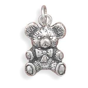  Sterling Silver Charm Pendant Teddy Bear with Bow: Jewelry