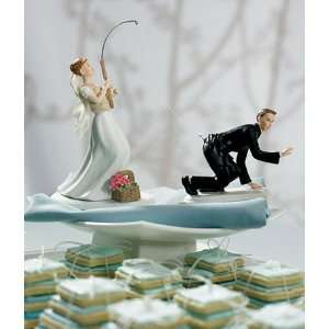   Fishing Bride Groom Comical Wedding Cake Topper: Arts, Crafts & Sewing