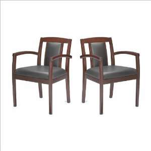   Guest Chair w, Geniune Black Leather Seat (Set of 2)