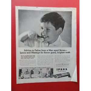  Ipana Tooth Paste, 1938 Print Ad. (boy brushing teeth 
