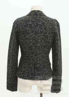 Rebecca Taylor Charcoal Grey Cheetah Print Blazer Jacket Size 8 NEW 