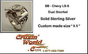 Automotive Mens Jewelry Engine Rings => SB   Chevy LS 6 