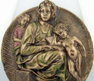 Bronze Statue Pitti Madonna Child Picture Wall Plaque  