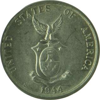 1944 D   UNC   US Colony Philippines   20 Centavos Cents   Silver 