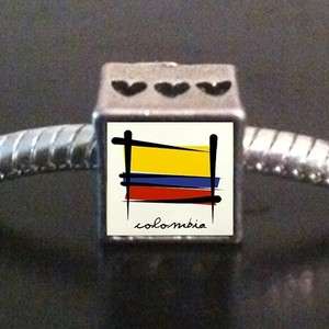 Colombia Flag Photo European Bead Cube Charm  