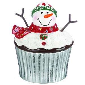  Snowman Cupcake Trinket Box   Snowman with Red,White 