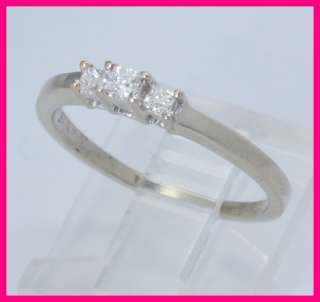 10kwg Princess Diamond 3 Stone Anniversary Ring .22ct  