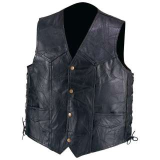 Diamond Plate(tm) Genuine Leather Motorcycle Vest  