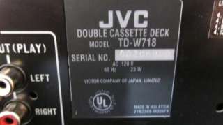 JVC TD W718 Double Dual Cassette Tape Deck Player Recorder Compu 
