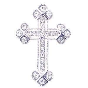    Austrian Crystal Silver Cross Pin Brooch & Pendant: Jewelry