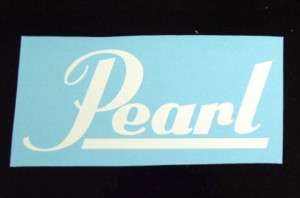 Vintage Pearl Logo Bass Drum Decal   WHITE  